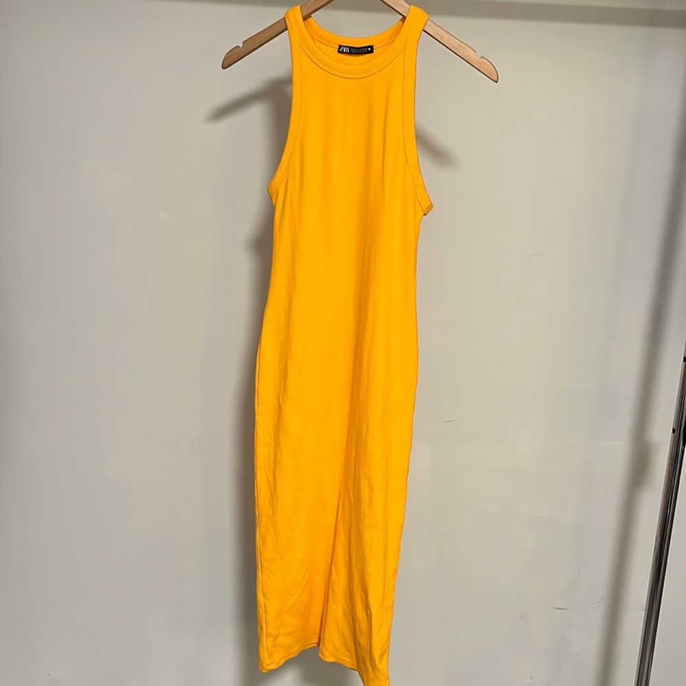 Zara Yellow Sleeveless Midi Dress